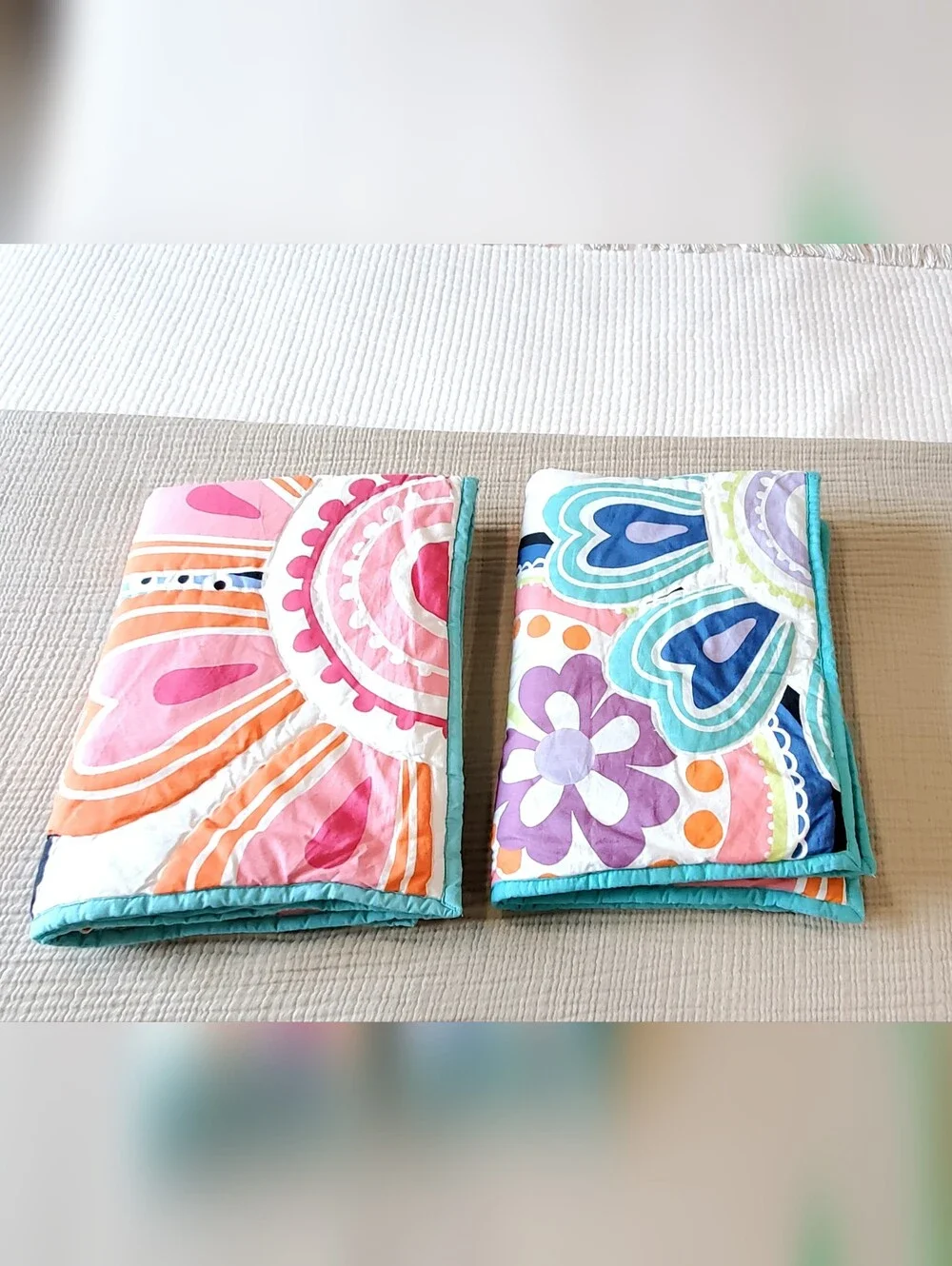 Pottery Barn Teen Cotton Quilted Retro Floral Pillow Sham Set, Standard, EUC